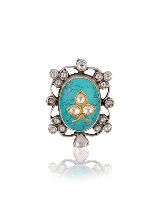 Kundan Turquoise Adjustable Ring