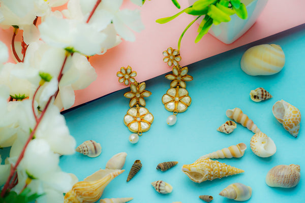 925 Silver Gold Plated Floral Earrings
