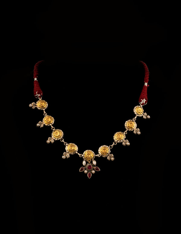 925 Sterling Silver Two Tone Necklace with Ruby