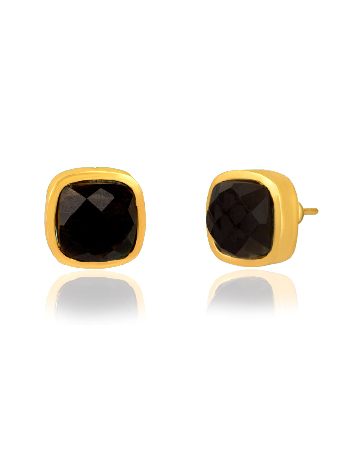 Black Onyx Gold Plated Studs view 1