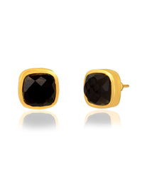 Black Onyx Gold Plated Studs view 1