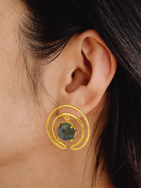 Gold Plated Labradorite Hoops view 2