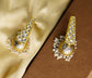 925 Silver Gold Plated White Kundan Trapezium Jhumki Earrings - Neeta Boochra Jewellery