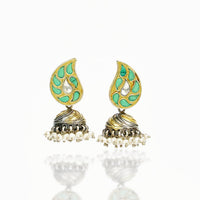 925 Silver Two Tone Floral Jhumki Earrings view 1