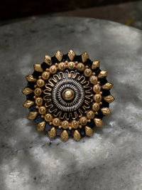 Dual Tone Adjustable Ring with Intricate Detailing view 1