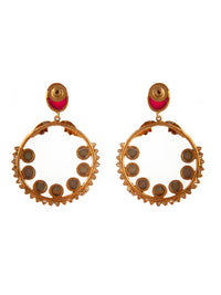 925 Sterling Silver 22K Gold Plated Chaandbali Kundan Earring With Ruby Gemstone and Pearl view 5