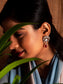 Silver Ruby Kundan Earrings with Drop