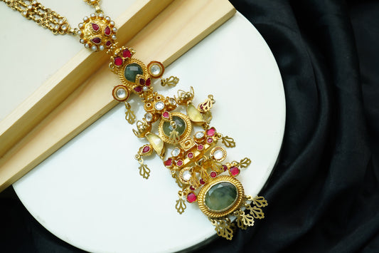 925 Silver Gold Plated Multicolor Kundan Necklace - Neeta Boochra Jewellery
