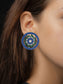 Multicolor Kundan Blue Spiral Earrings