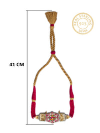 925 Sterling Silver Two Tone 22K Gold Plated Statement Necklace With Multicolor Kundan view 4