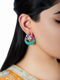 925 Sterling Silver Multicolored Kundan Mini Chandbali Stud Earrings view 1
