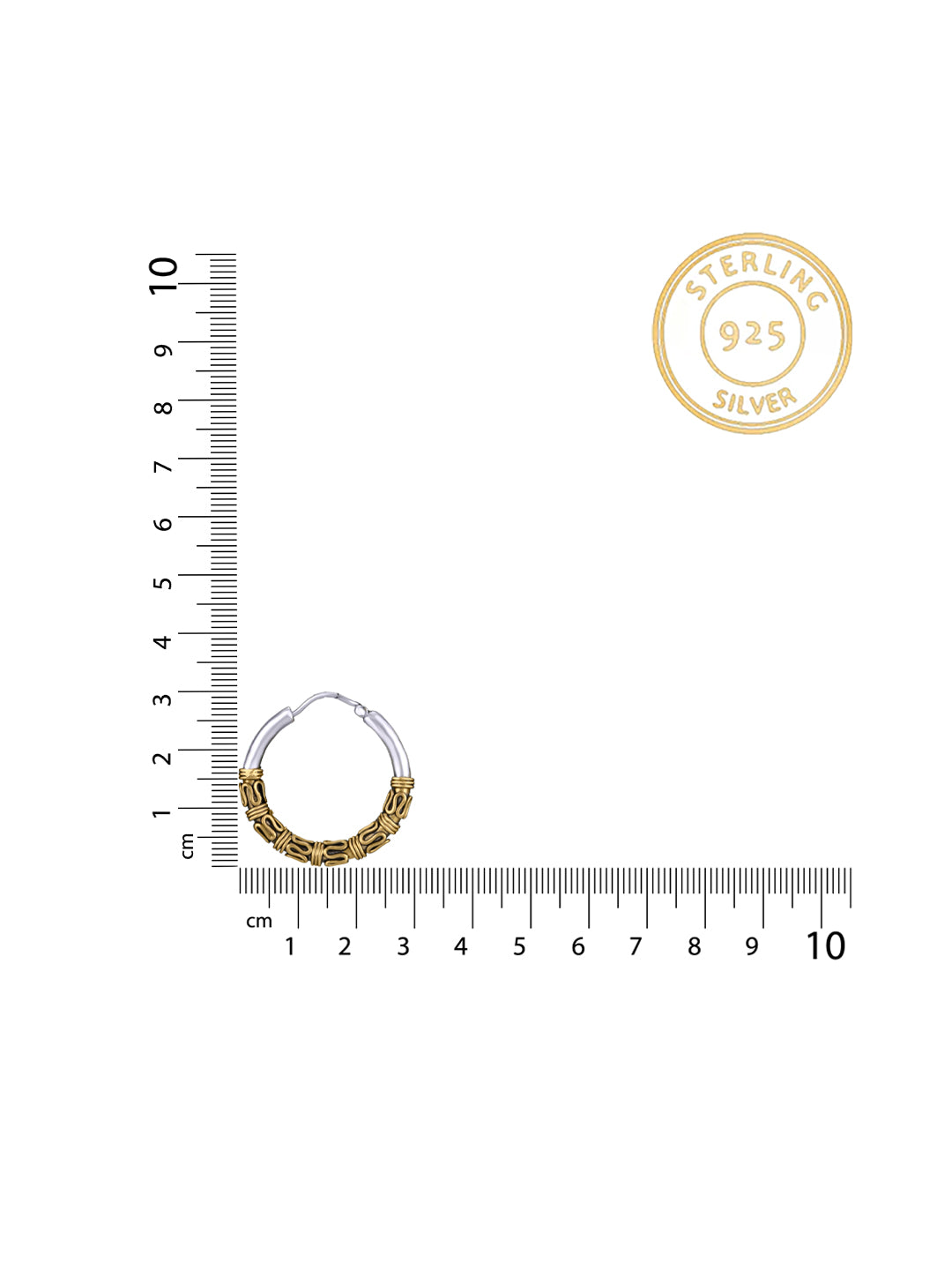 Two Toned Gold Plated Bali Hoops view 3