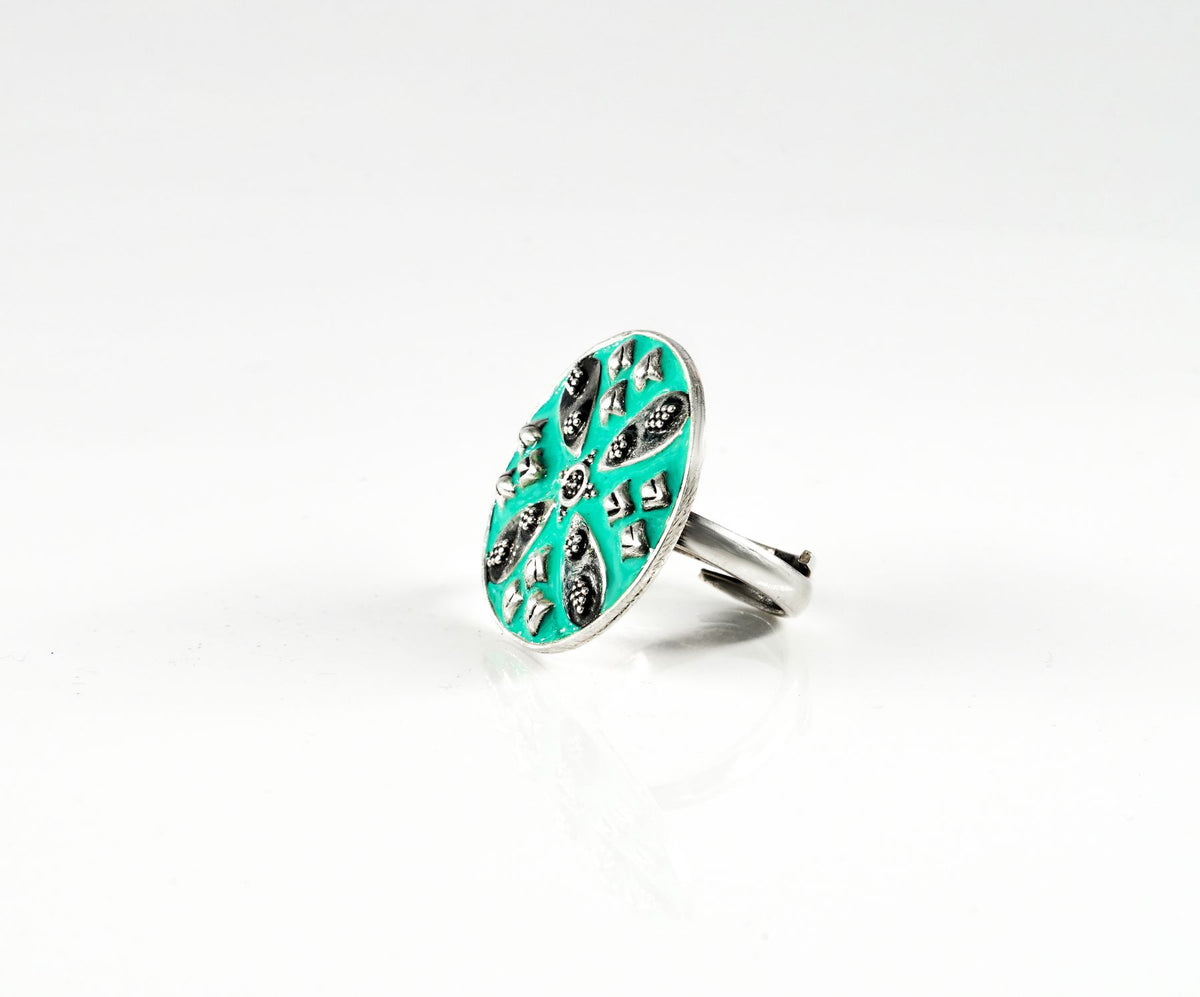 Mystic Blue Meenakari Ring view 1