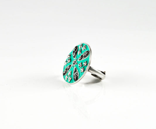 Mystic Blue Meenakari Ring - Neeta Boochra Jewellery