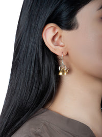 925 Sterling Silver 22K Gold Plated Kettle Dangler Earrings view 1