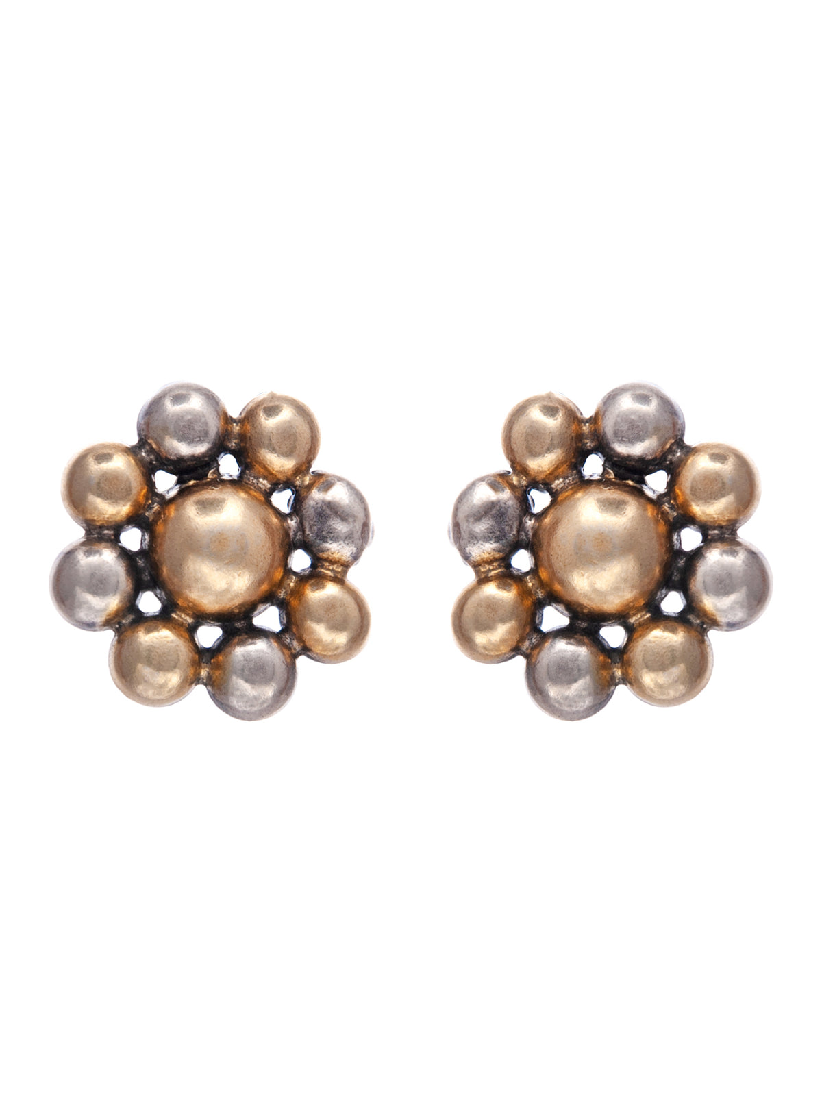 Silver Two Tone Ball Earrings view 3