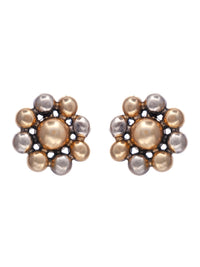 Silver Two Tone Ball Earrings view 3