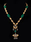 925 Sterling Silver Two Tone 22K Gold Plated Dholki Necklace With Green Onyx Gemstone and Beads