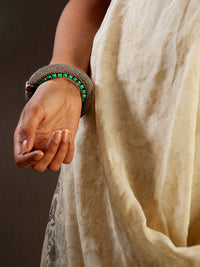 Silver Statement Turquoise Kundan Bangle view 1