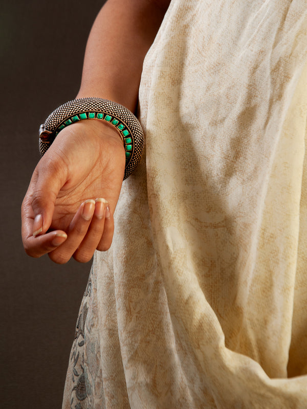Silver Statement Turquoise Kundan Bangle