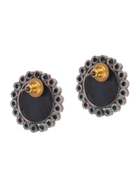 Silver Green Onyx Sunflower Studs view 6