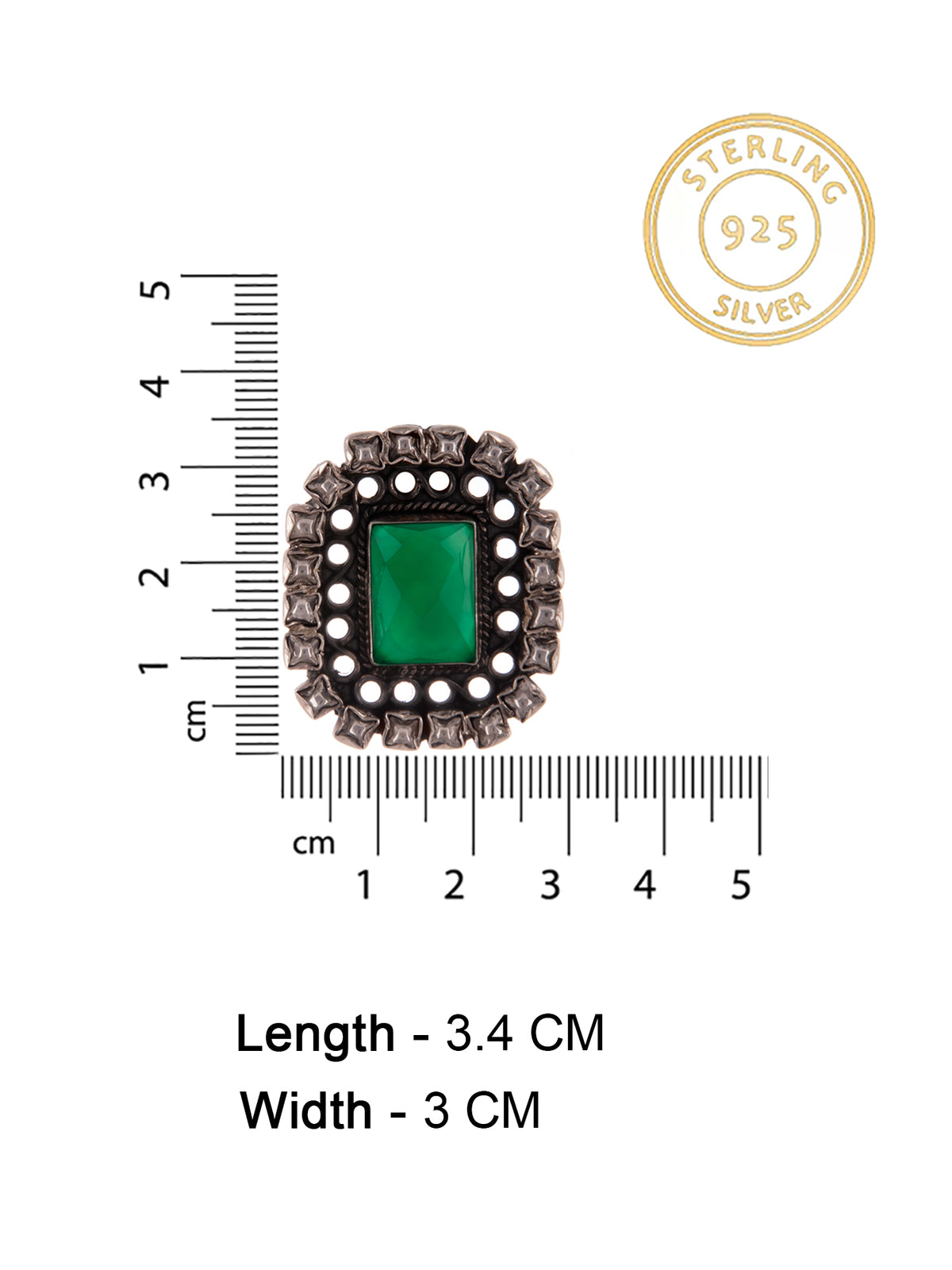 Silver Green Onyx Studs with Kundan view 5