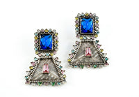 Multicolored Earring with Blue Stone view 1