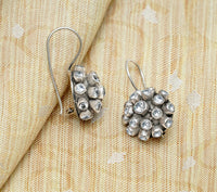 925 Silver Kundan Dotted Dangler Earrings view 3