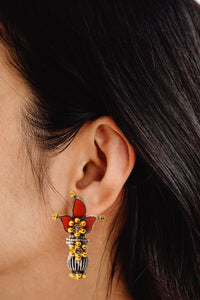 925 Sterling Silver Two Tone Dholki Earrings view 3