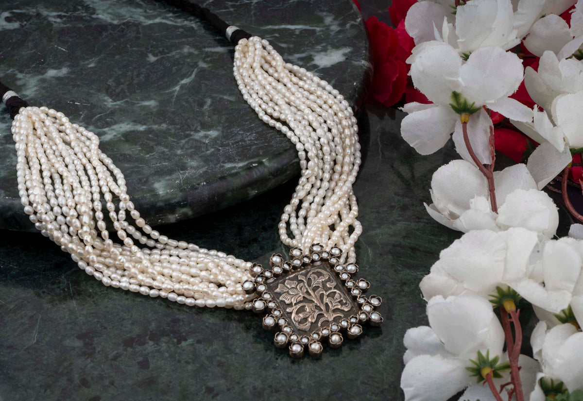 925 Sterling Silver Chitai Necklace with Pearl view 3