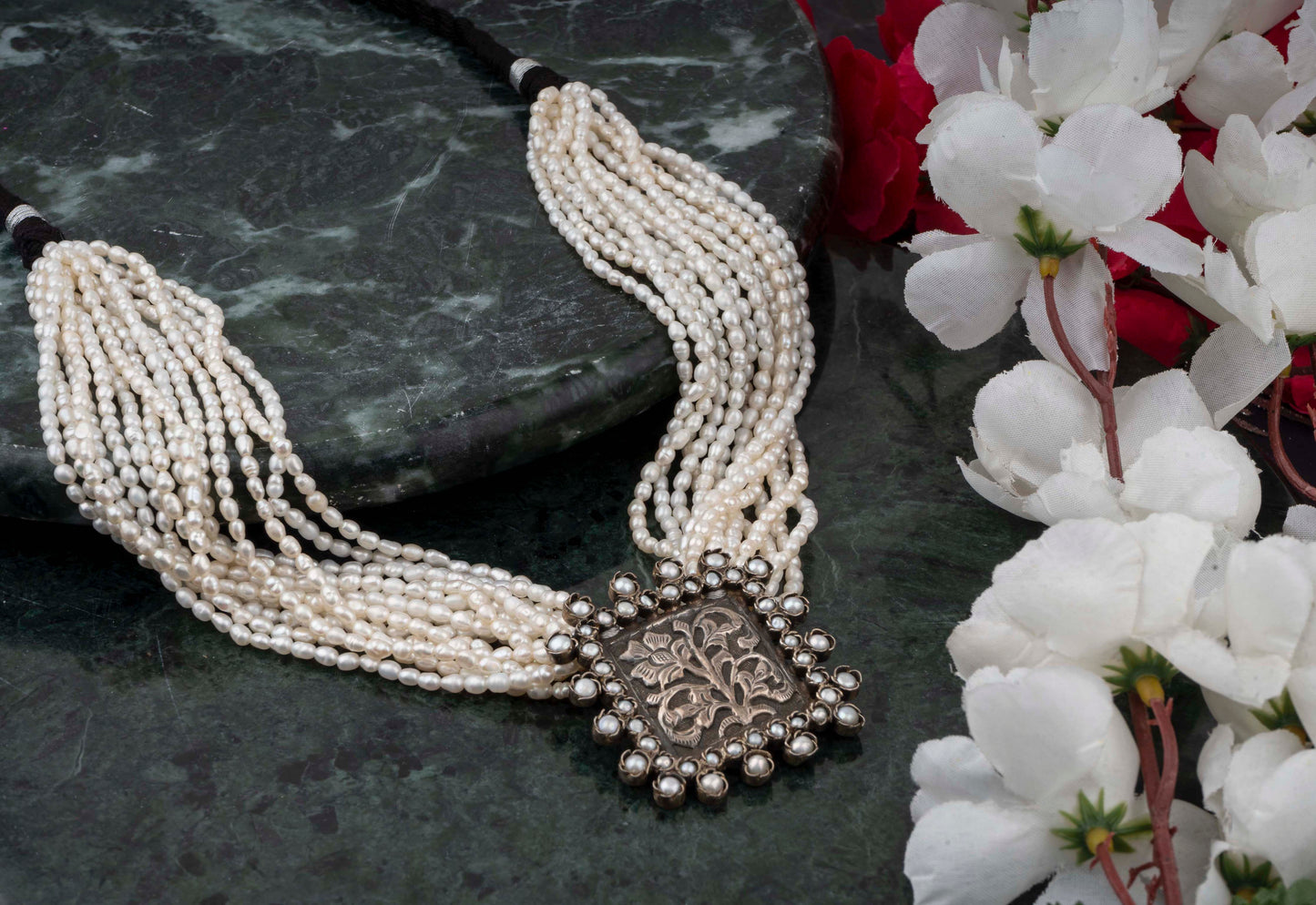 925 Sterling Silver Chitai Necklace with Pearl