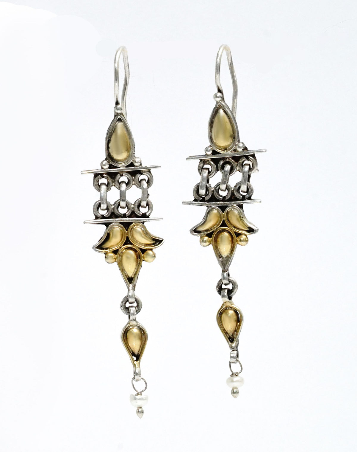 925 Silver Two Tone Dangler Earrings view 4