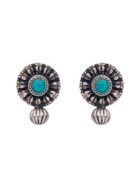 Silver Fusion Turquoise Round Studs view 3