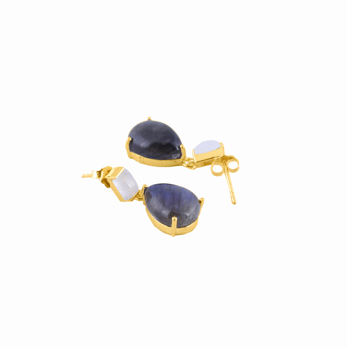 925 Silver Gold Plated Tear-Drop Earrings view 2