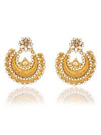 925 Sterling Silver Gold Plated Chaand Earrings with Checkers view 1