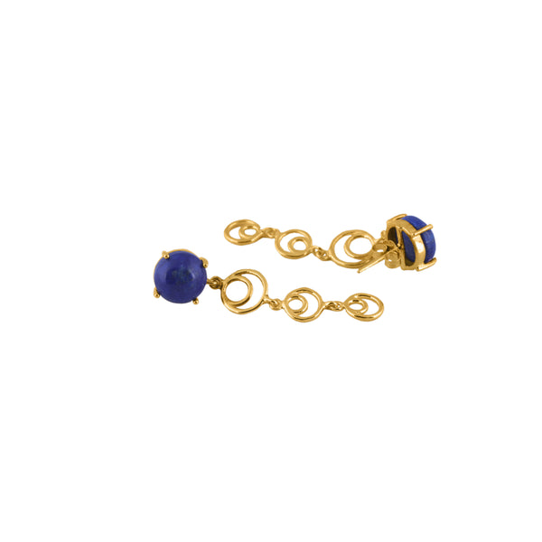 925 Silver Gold Plated Blue Lapis Spiral Drop Earrings alternate