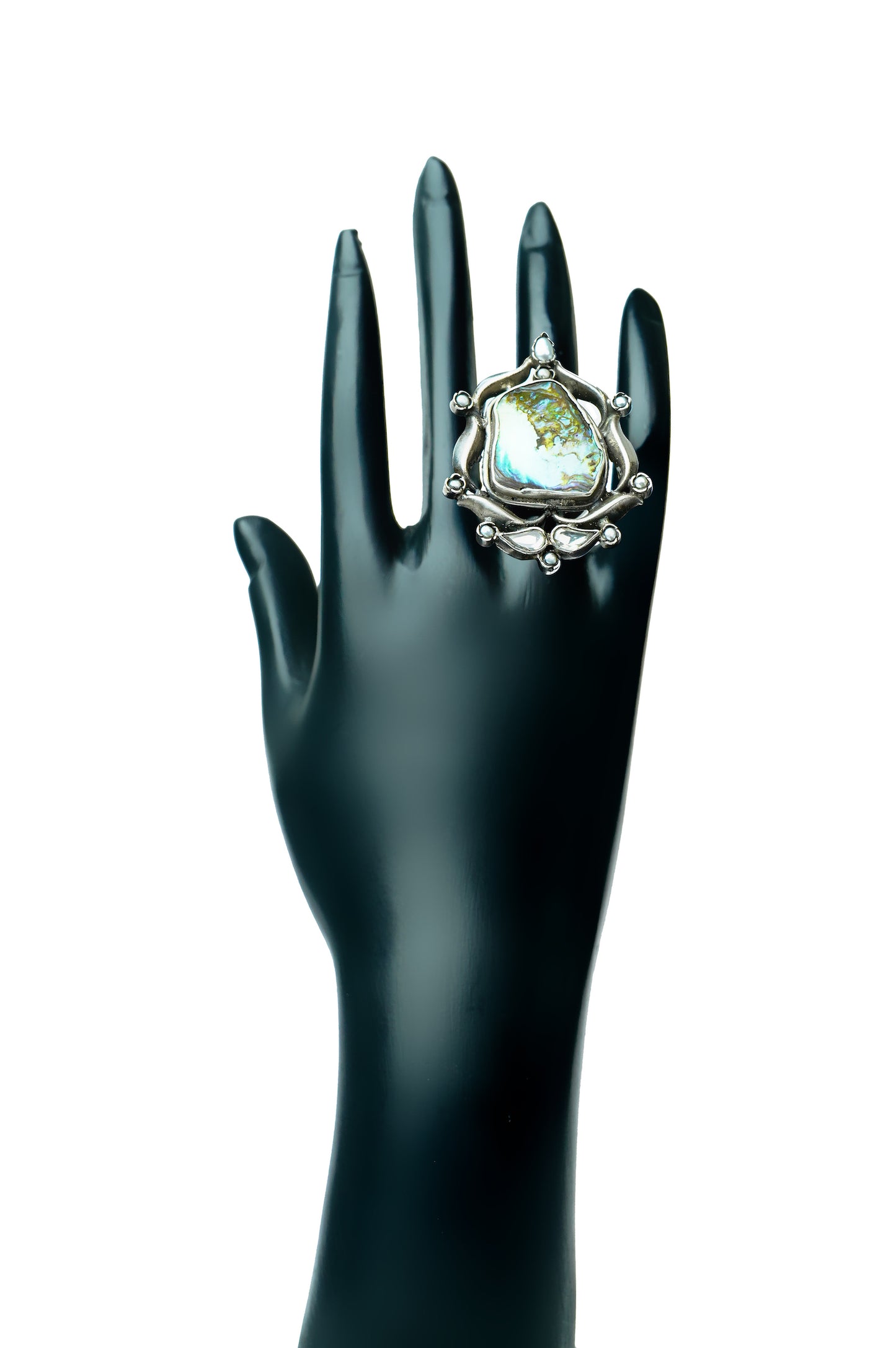 Mother of Pearl 925 Silver Ring - Neeta Boochra Jewellery