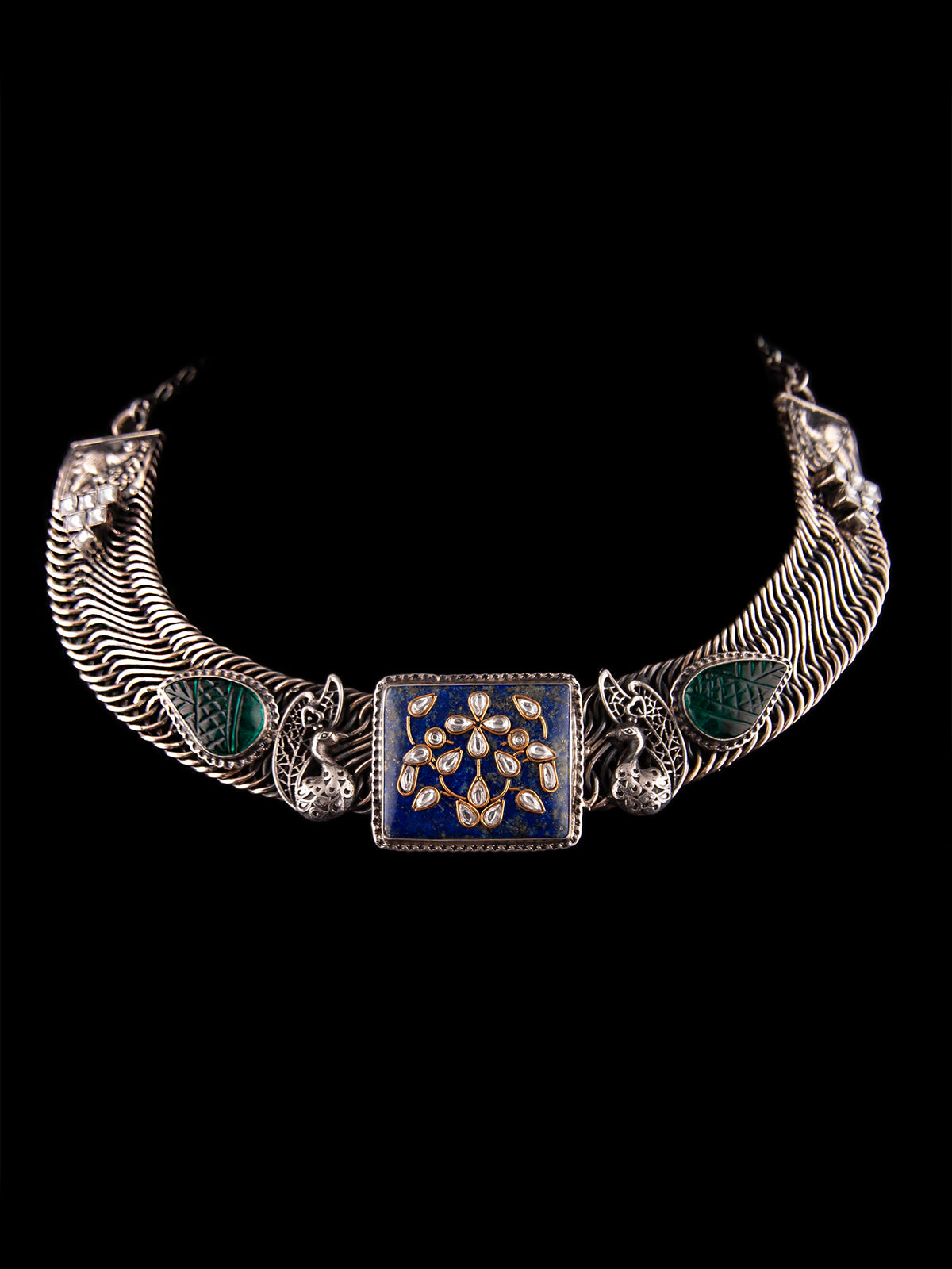 Silver Statement Blue Lapis Fusion Necklace view 3