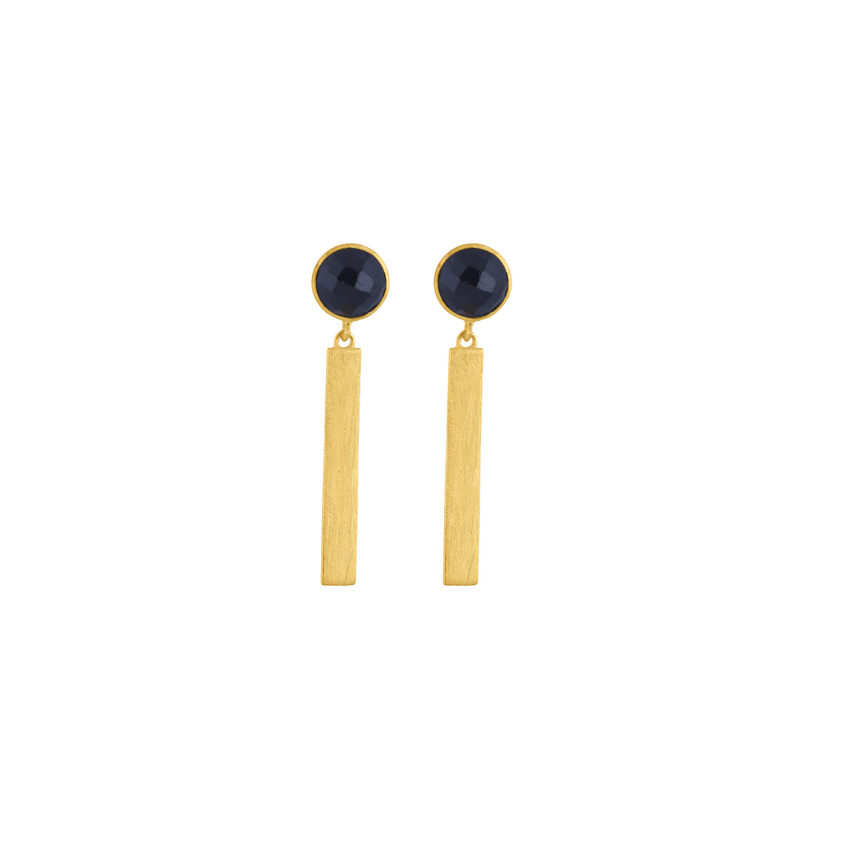 925 Silver Gold Plated Black Onyx Earrings view 3