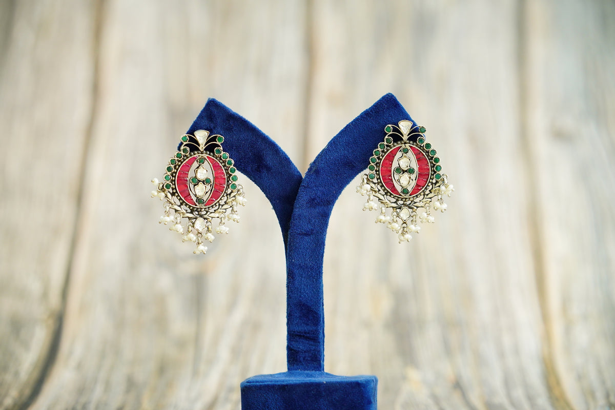 925 Silver Multicolor Statement Earrings view 4