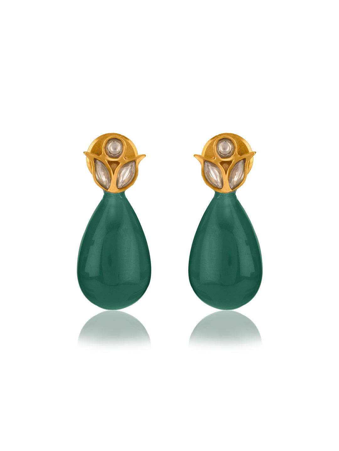 Small Floral Studs with Green Onyx view 1