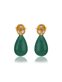 Small Floral Studs with Green Onyx view 1