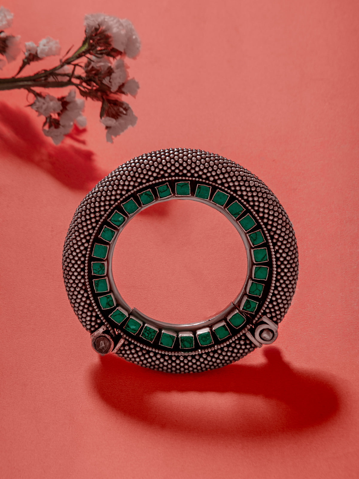 Silver Statement Turquoise Kundan Bangle view 2