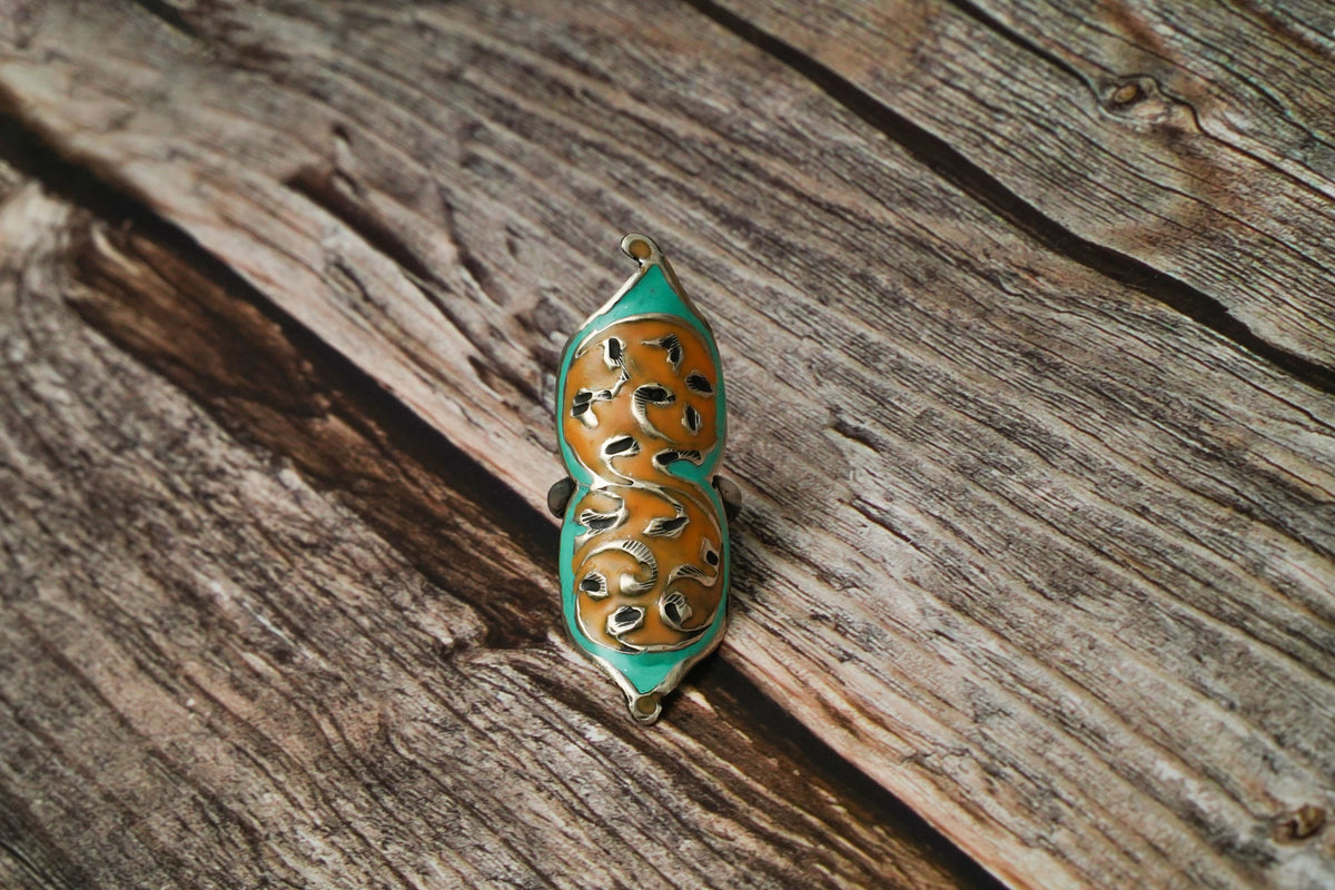 Aqua and Navy Blue Meenakari Ring view 1