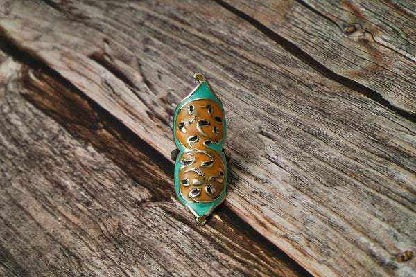 Aqua and Navy Blue Meenakari Ring
