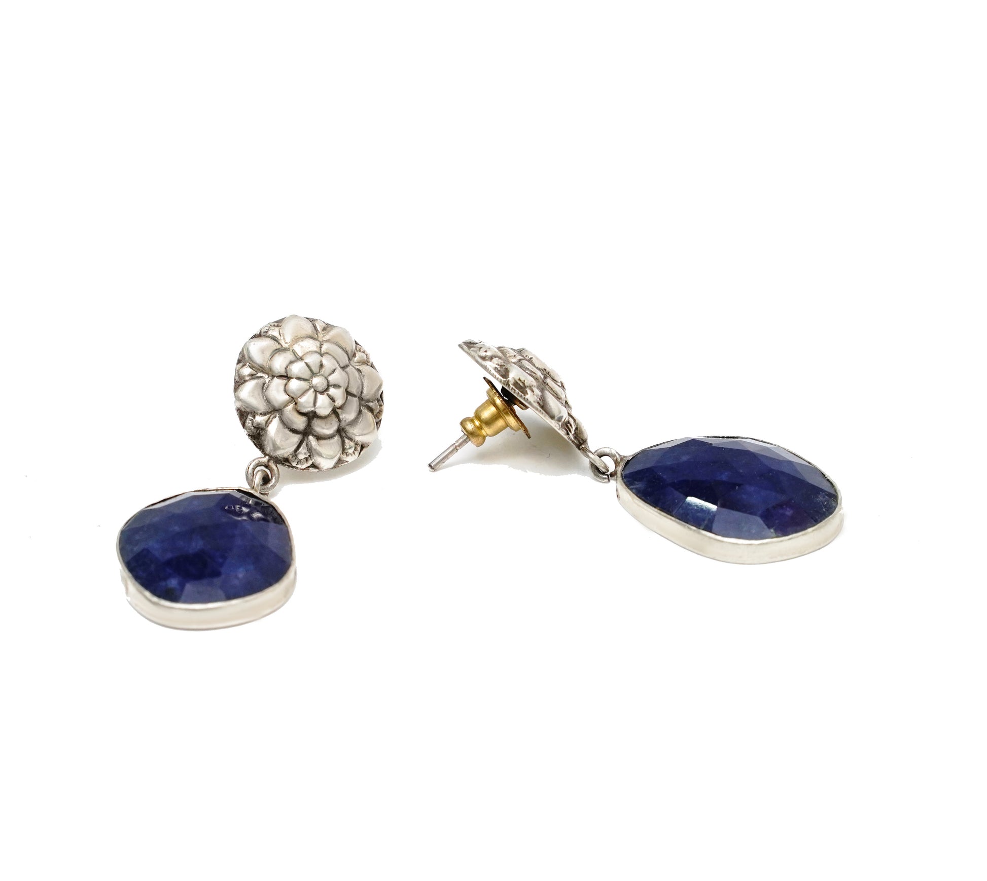 925 Silver Blue Lapis Earrings - Neeta Boochra Jewellery