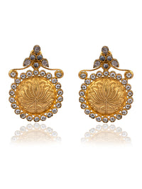 925 Sterling Silver Gold Plated Lotus Earrings view 1