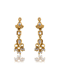 Gold Plated Kundan Earrings with Pearl view 1