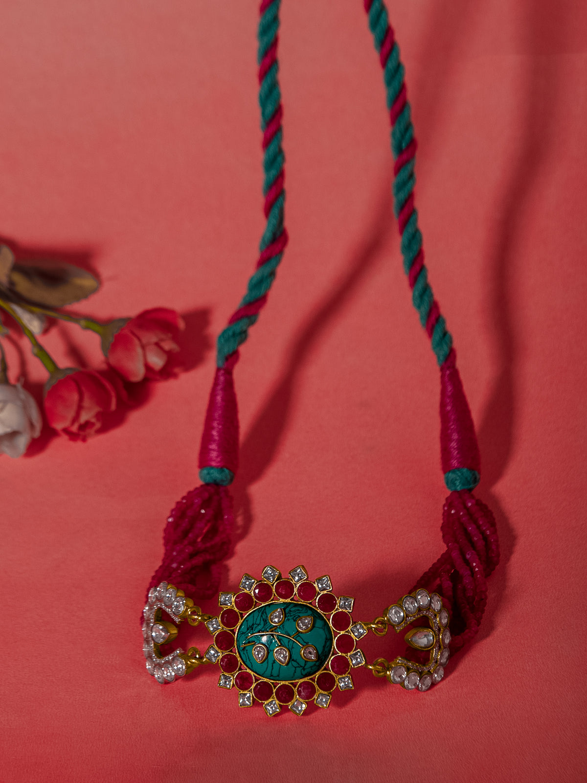 Svarnim Festive Turquoise Ruby Choker view 2
