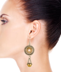 925 Sterling Silver Two Tone Danglers with Rawa work view 3